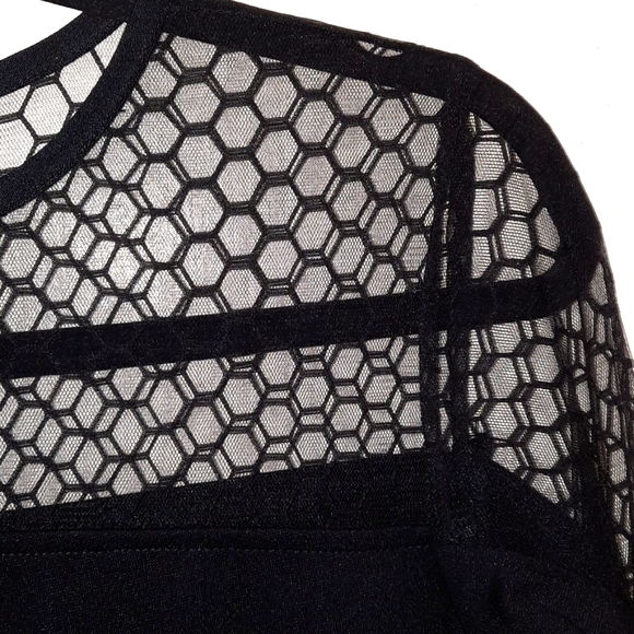 AMANDA UPRICHARD Illusion Mini Dress Honeycomb Mesh Black Bodycon Cockta… - Picture 2 of 7